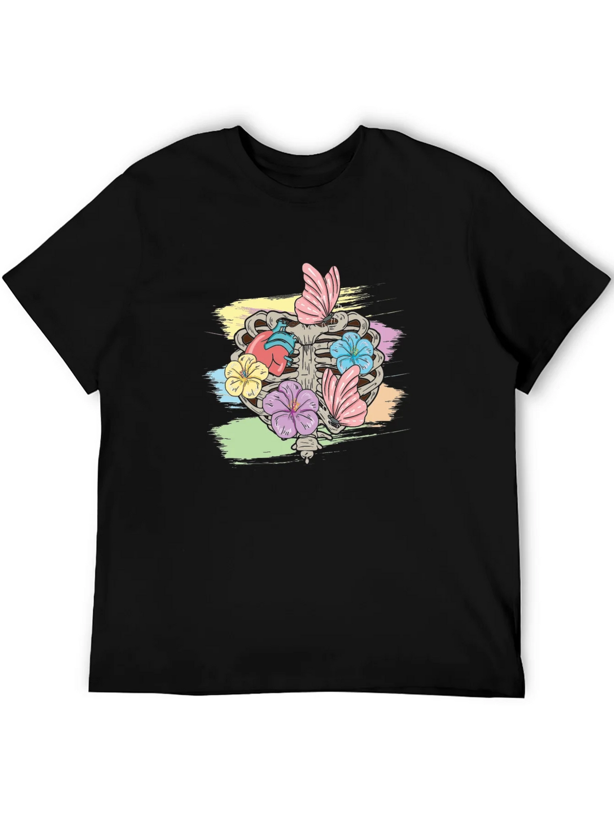 Floral Rib Cage Graphic T-Shirt - Black product image 5