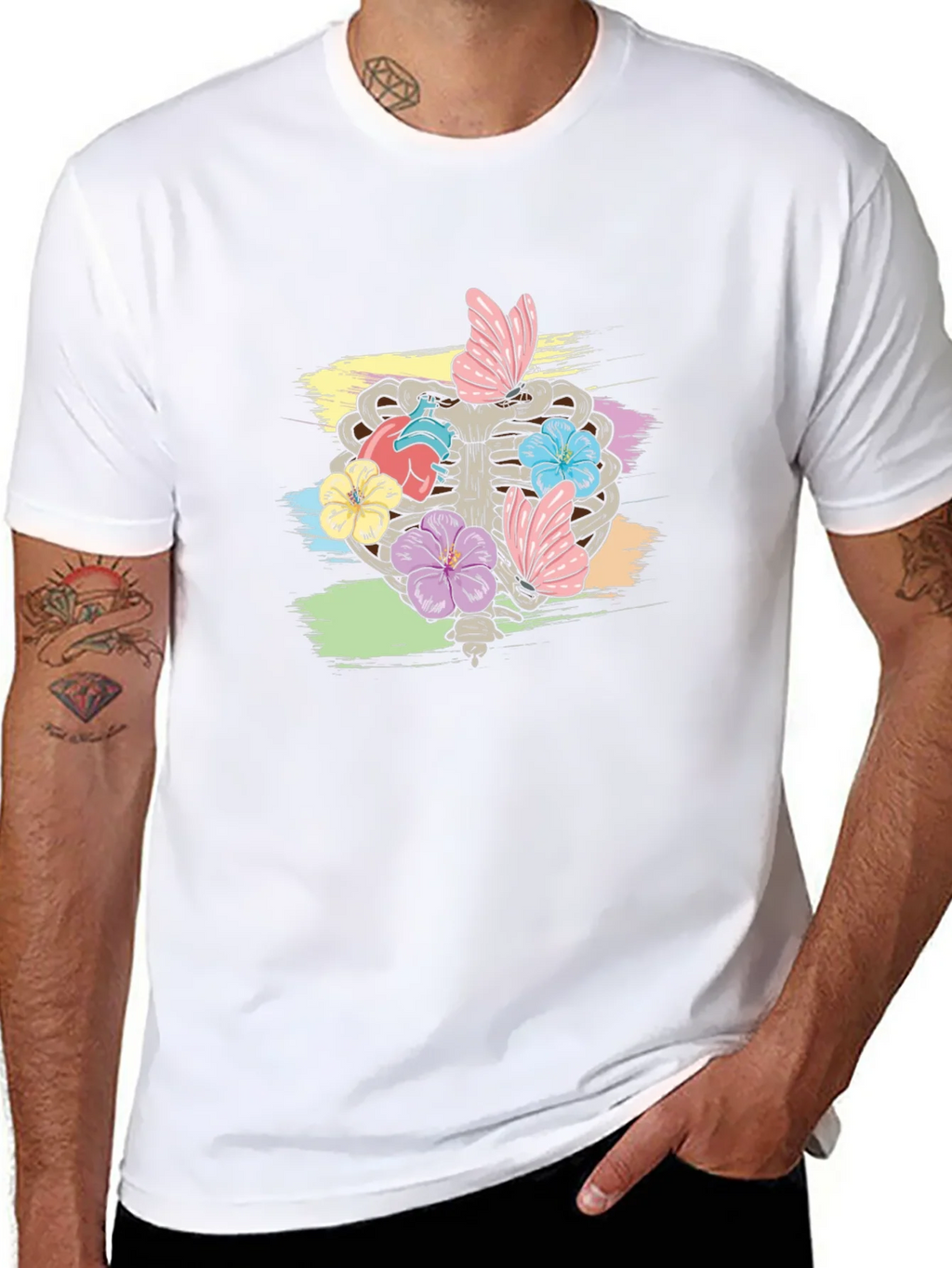 Floral Rib Cage Graphic T-Shirt - Black product image 7