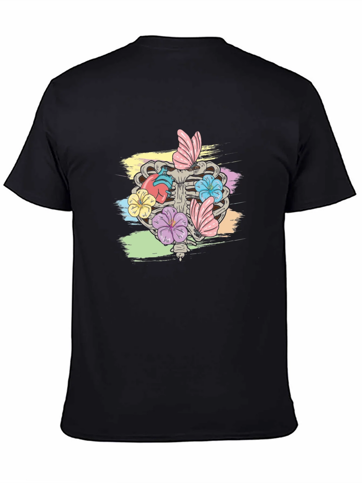 Floral Rib Cage Graphic T-Shirt - Black product image 4
