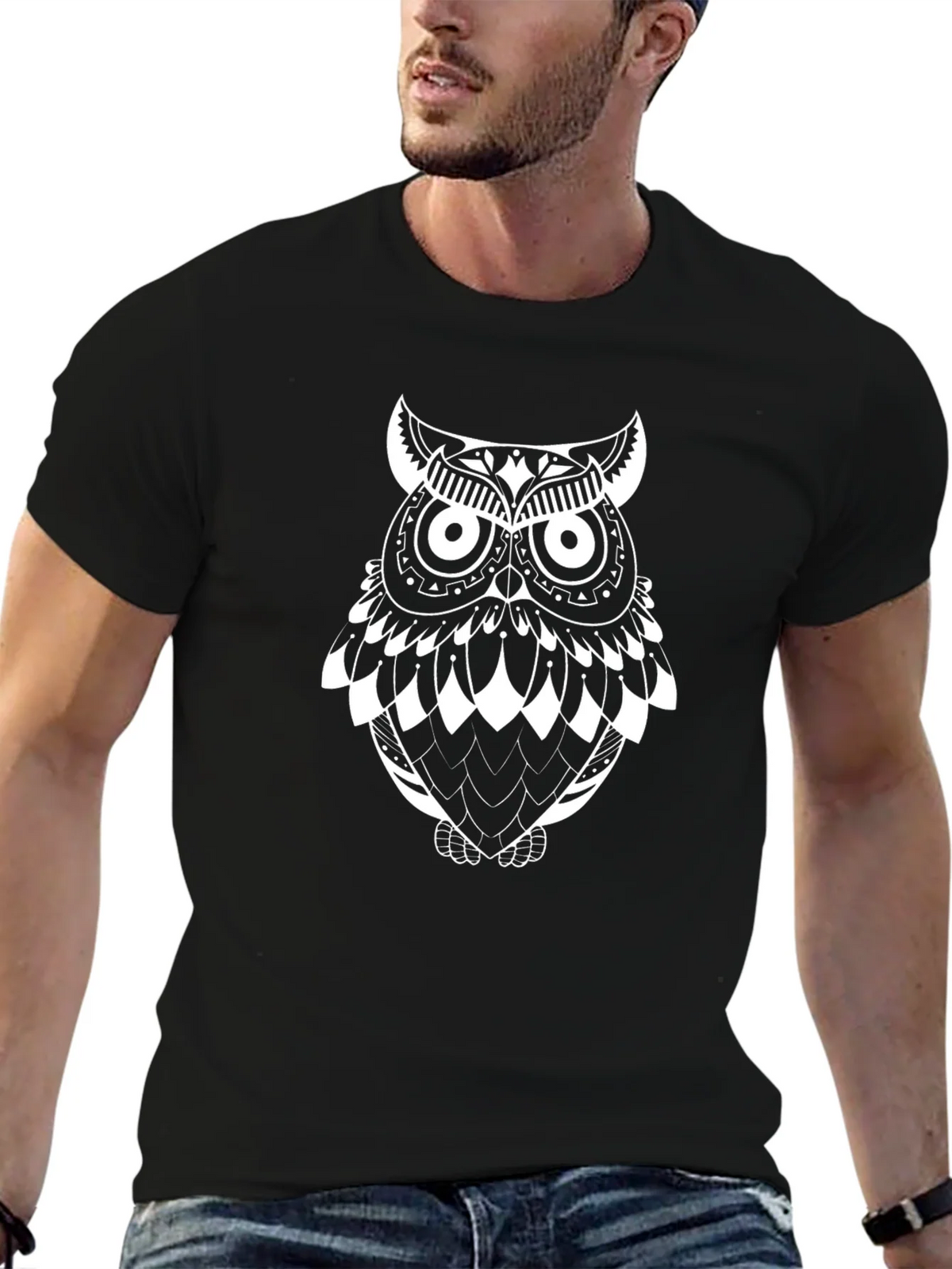 Owl Graphic T-Shirt - Black Cotton Tee product image 6