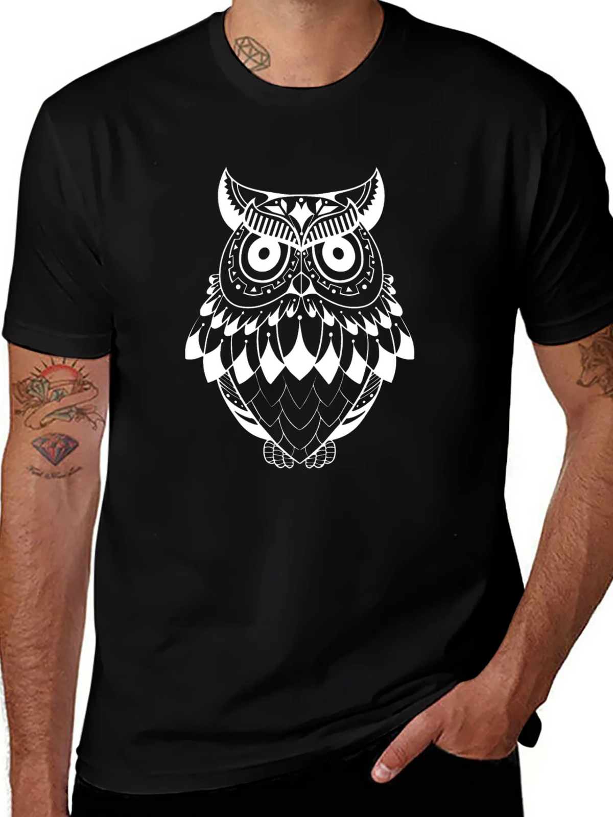 Owl Graphic T-Shirt - Black Cotton Tee product image 1