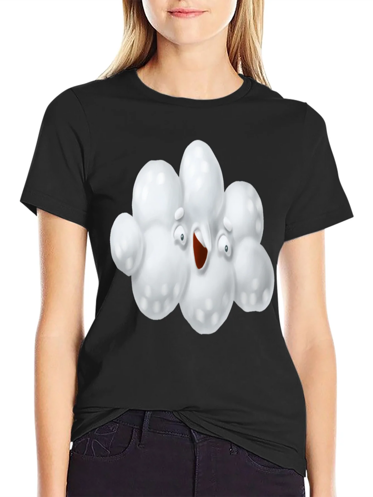 Funny Popcorn Cartoon Graphic Black T-Shirt product image 2