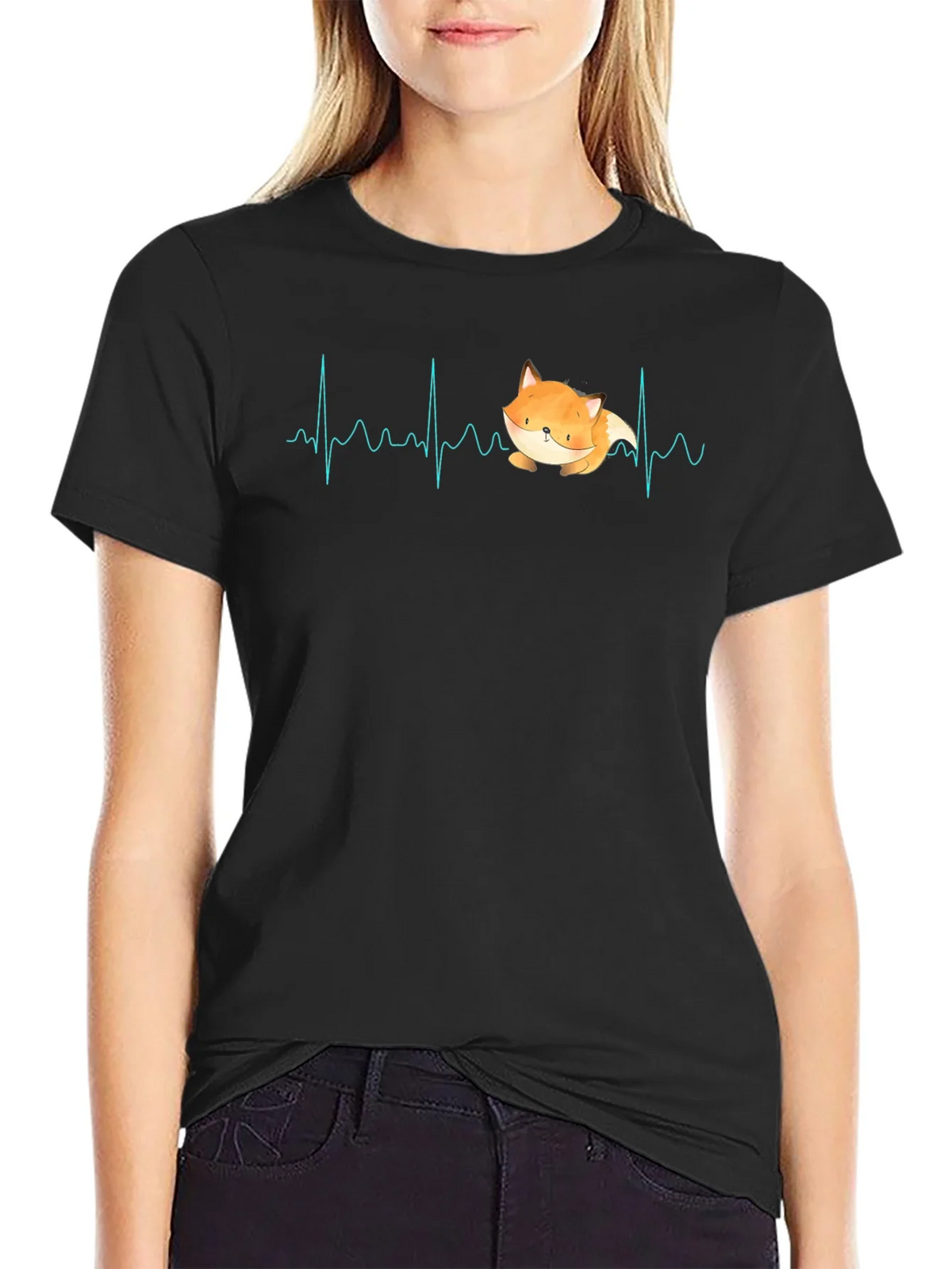 Fox Heartbeat T-Shirt - Cute Animal Graphic Tee product image 1
