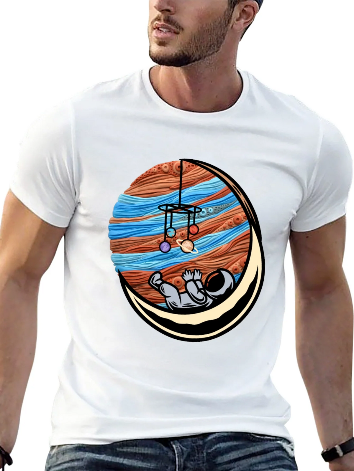 Astronaut Mobile Graphic Tee - Relaxed Space Vibes product image 12