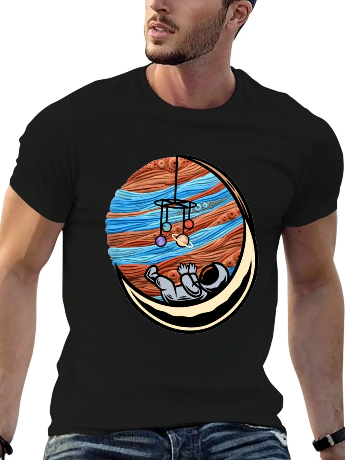 Astronaut Mobile Graphic Tee - Relaxed Space Vibes product image 6