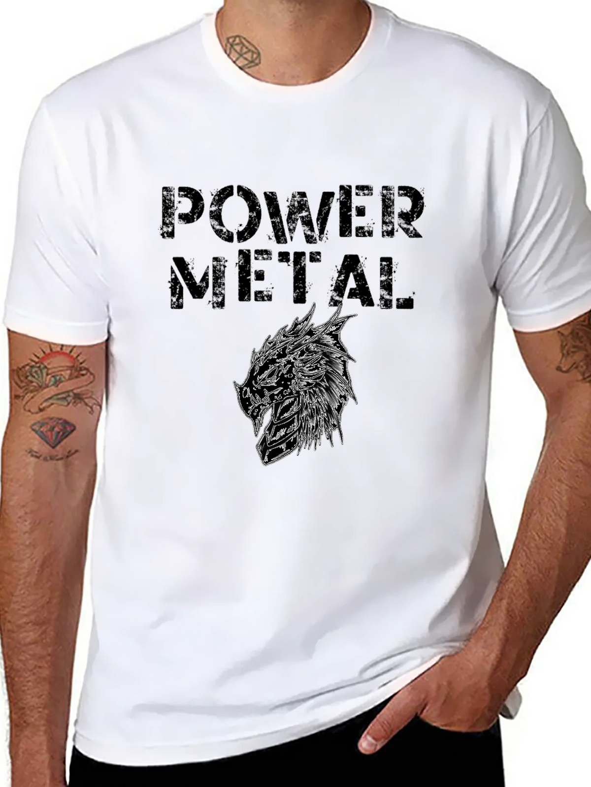 Power Metal Graphic Print Black T-Shirt product image 7