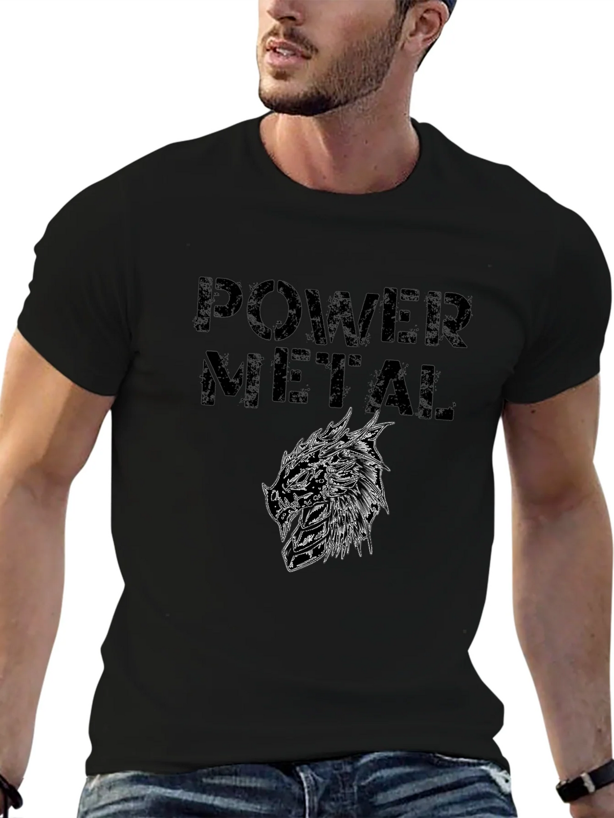 Power Metal Graphic Print Black T-Shirt product image 6