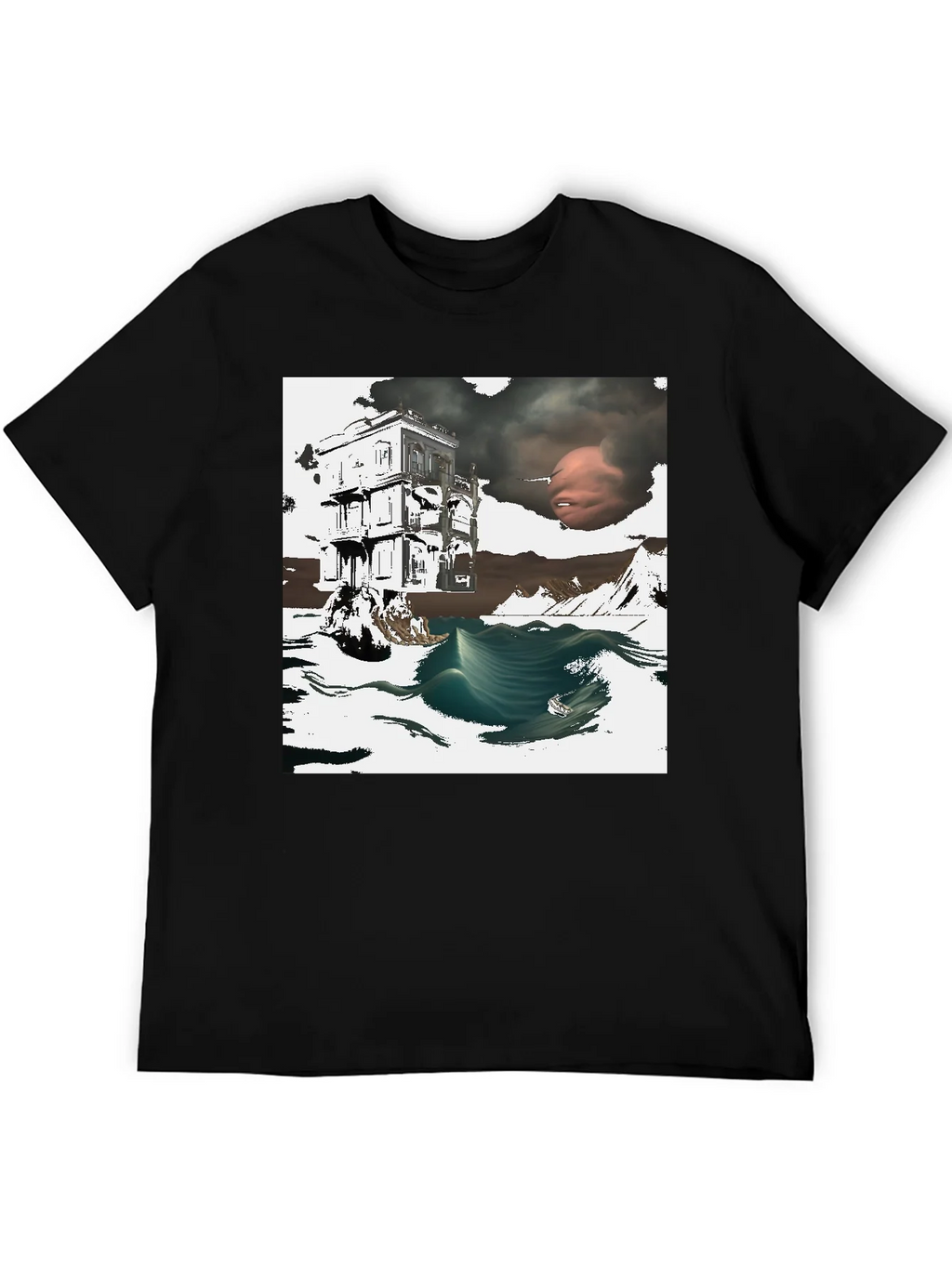Surreal Art Print Black T-Shirt Unique Graphic Tee product image 5