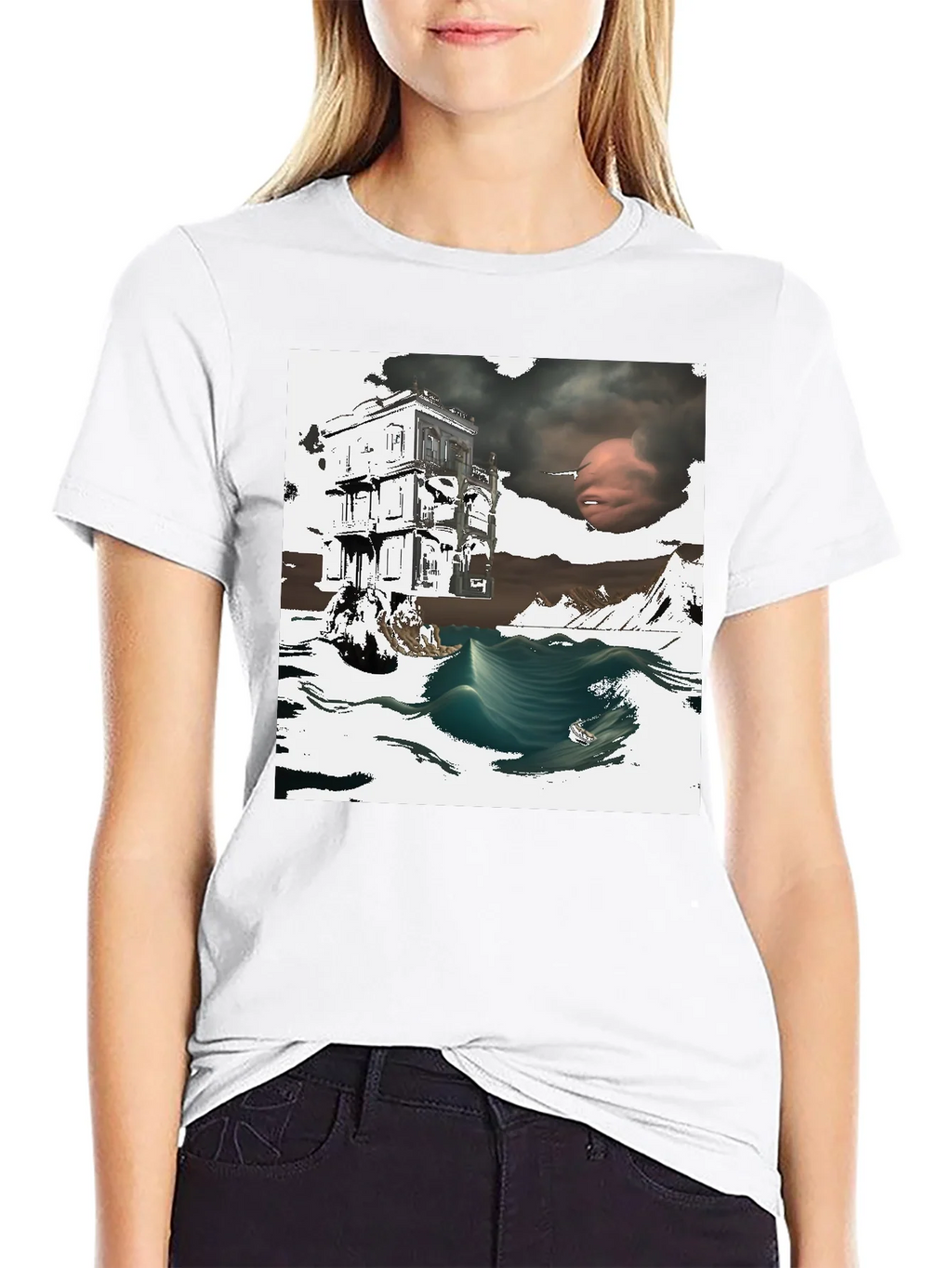 Surreal Art Print Black T-Shirt Unique Graphic Tee product image 8