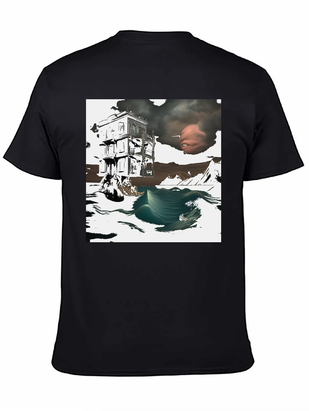 Surreal Art Print Black T-Shirt Unique Graphic Tee product image 4