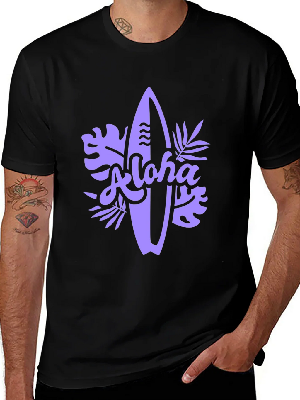 Aloha Surfboard Graphic Tee - Black Casual T-Shirt product image 1