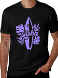 Aloha Surfboard Graphic Tee - Black Casual T-Shirt product image 1