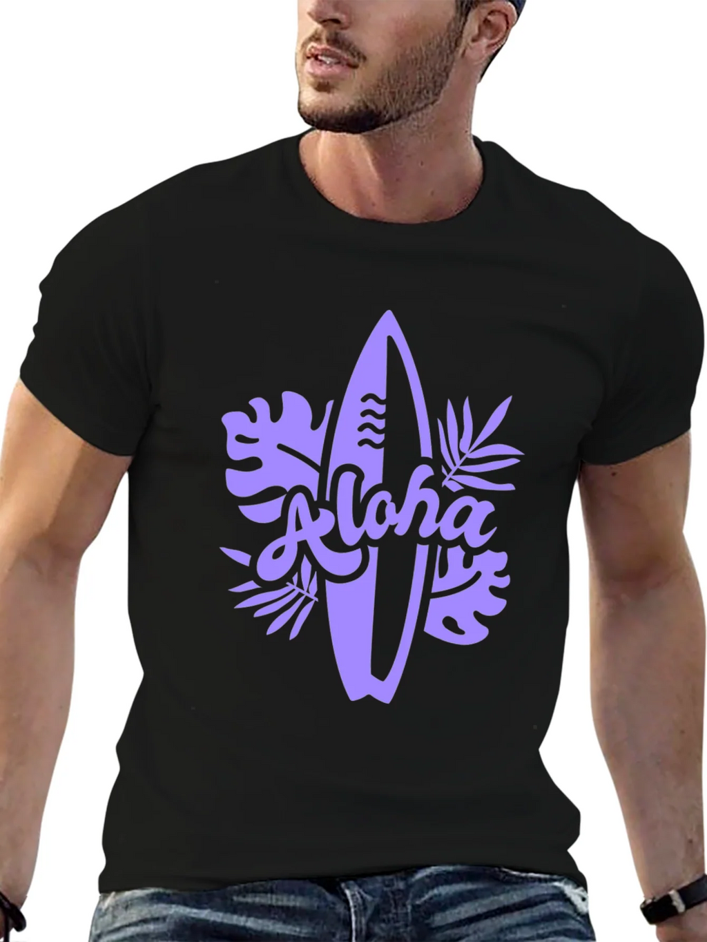 Aloha Surfboard Graphic Tee - Black Casual T-Shirt product image 6