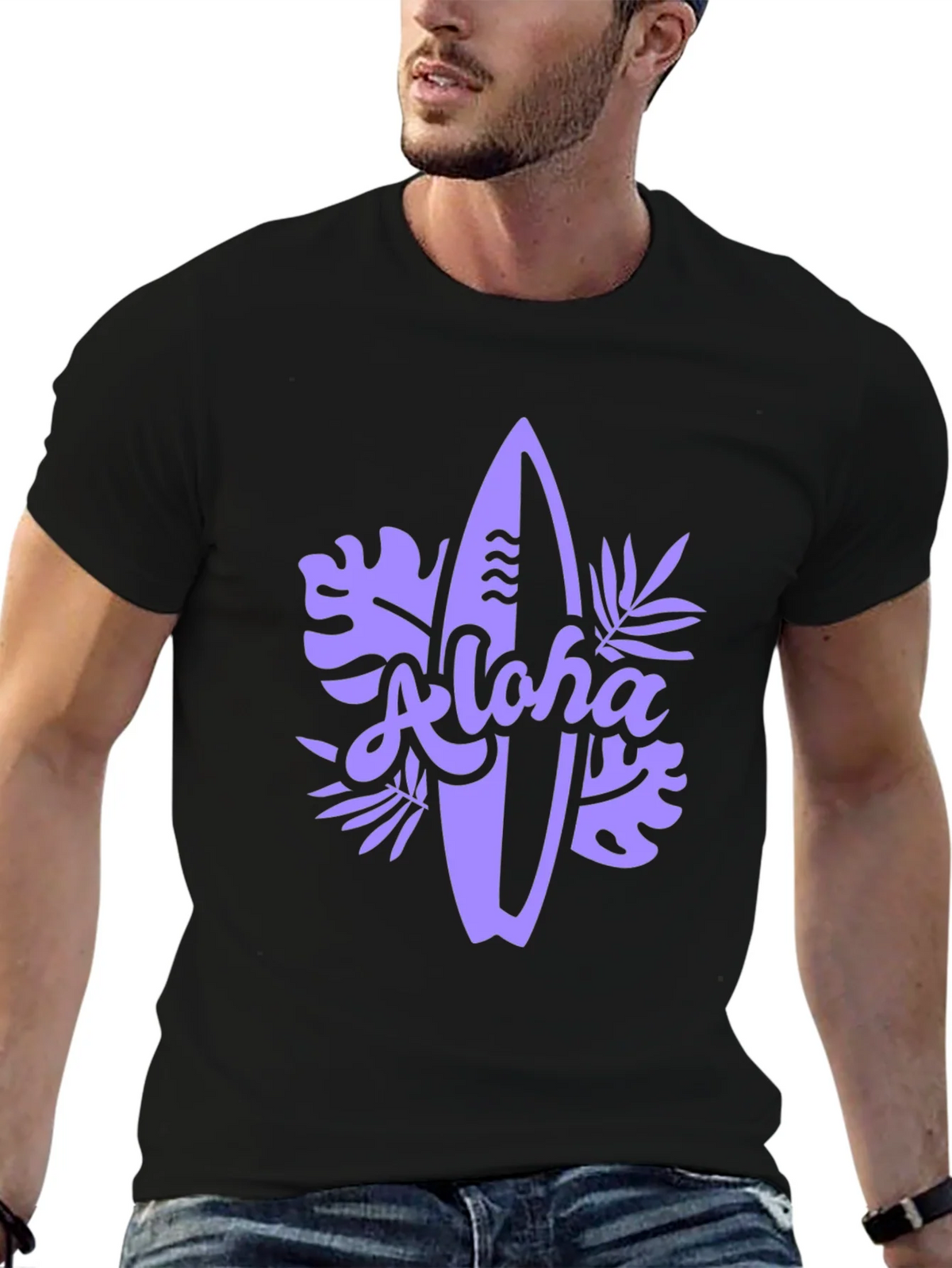Aloha Surfboard Graphic Tee - Black Casual T-Shirt product image 6