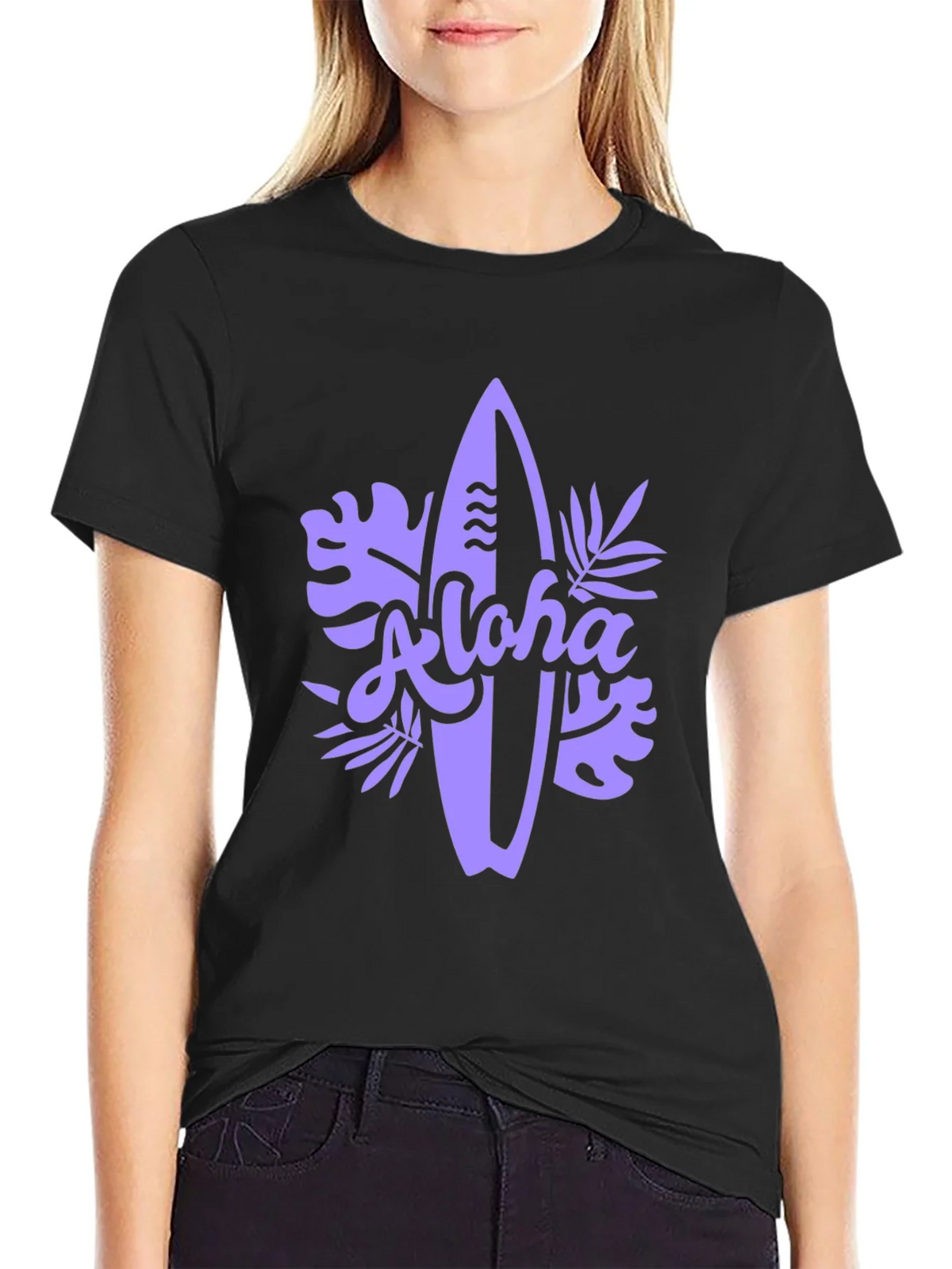 Aloha Surfboard Graphic Tee - Black Casual T-Shirt product image 2