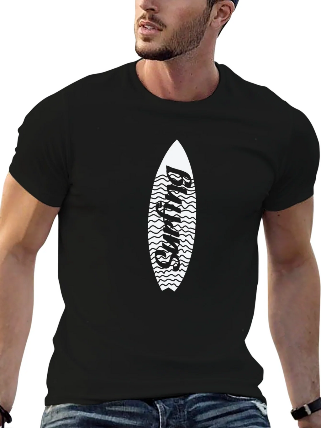 Surfing Surfboard Graphic Tee - Black product image 5