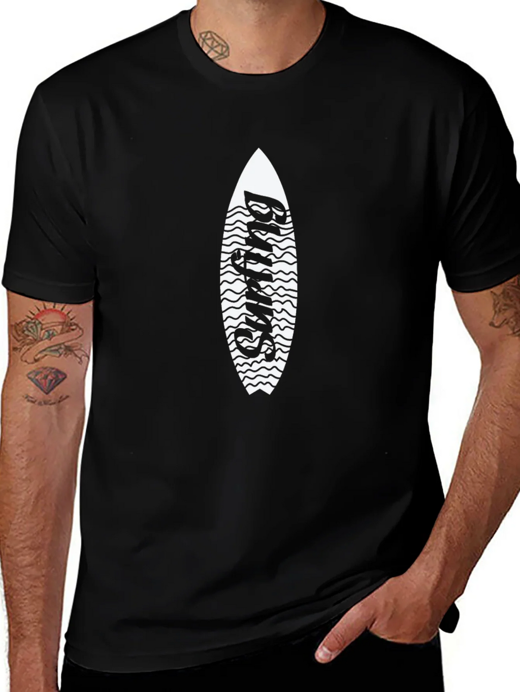Surfing Surfboard Graphic Tee - Black product image 1