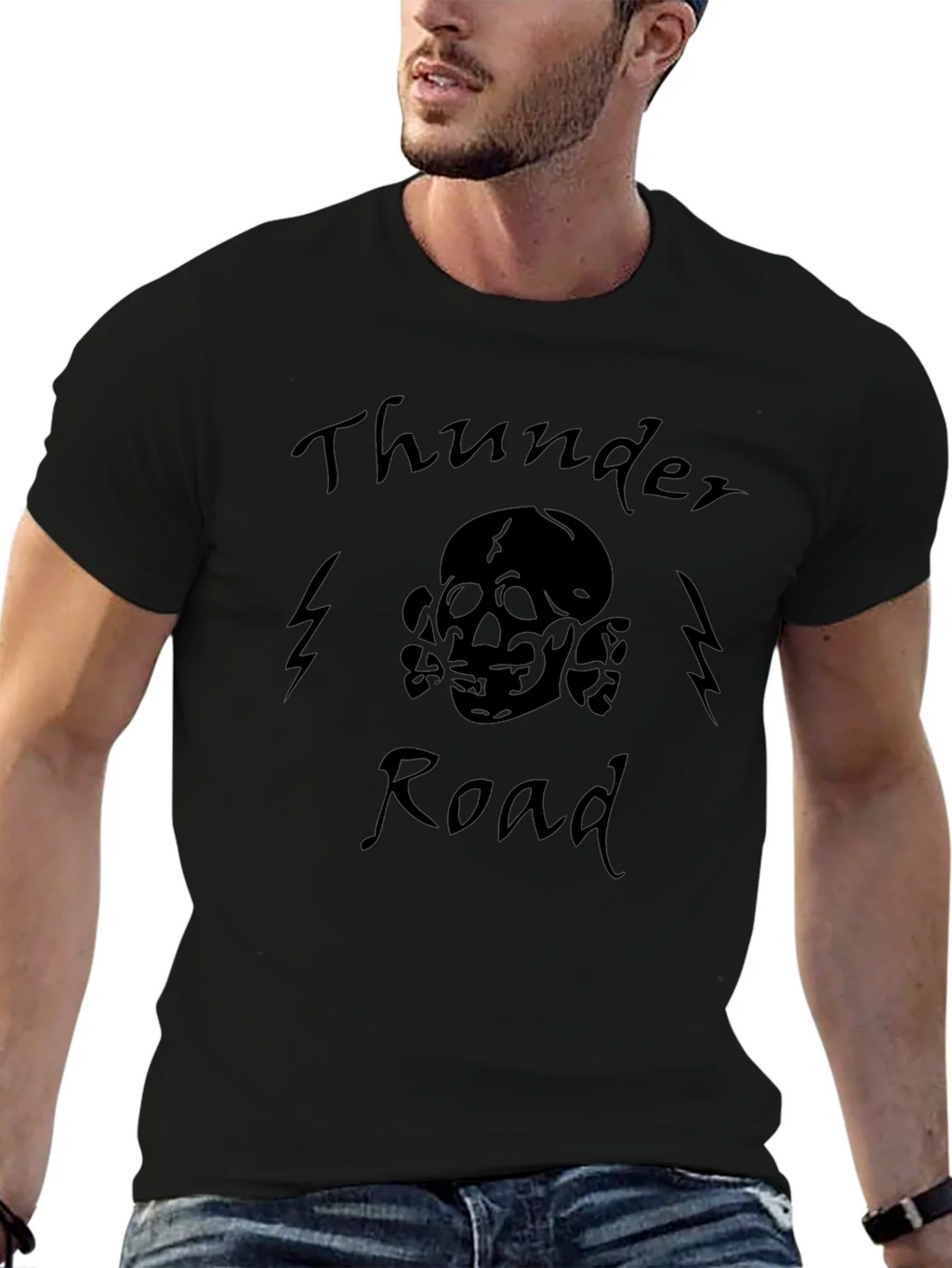 Thunder Road Skull Graphic Tee - Black product image 2