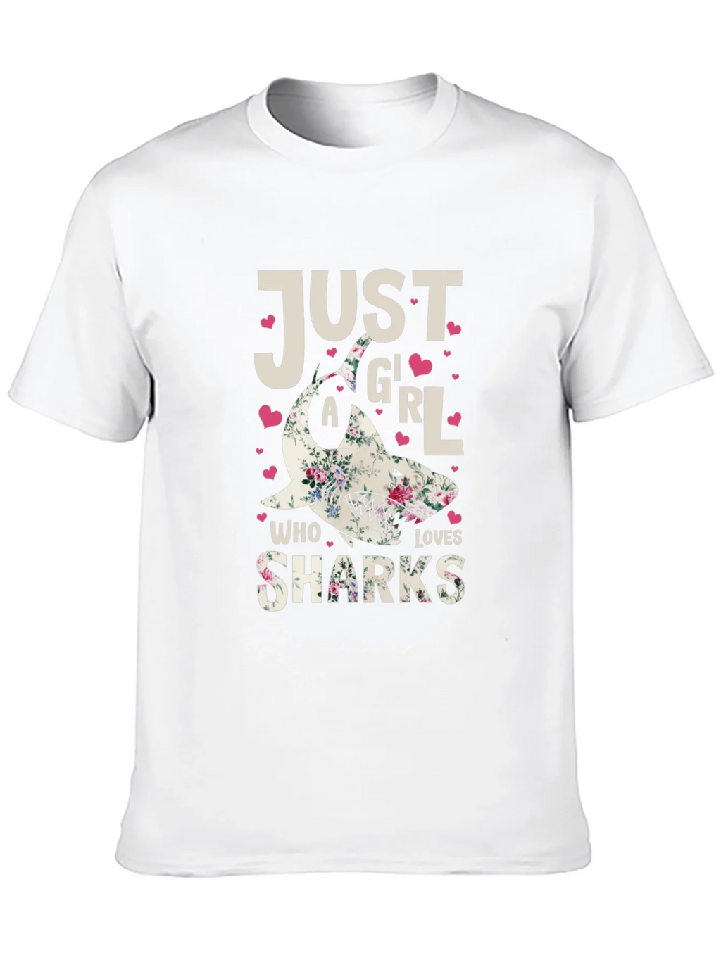 Floral Shark Graphic T-Shirt - Just A Girl Who Loves Sharks product image 9