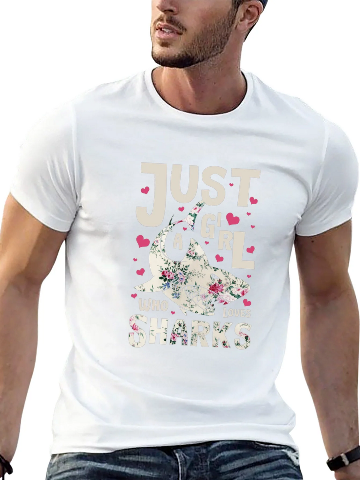 Floral Shark Graphic T-Shirt - Just A Girl Who Loves Sharks product image 12