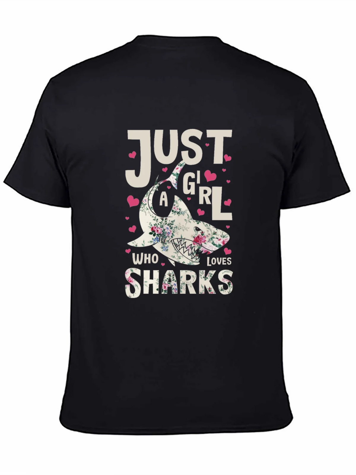 Floral Shark Graphic T-Shirt - Just A Girl Who Loves Sharks product image 4