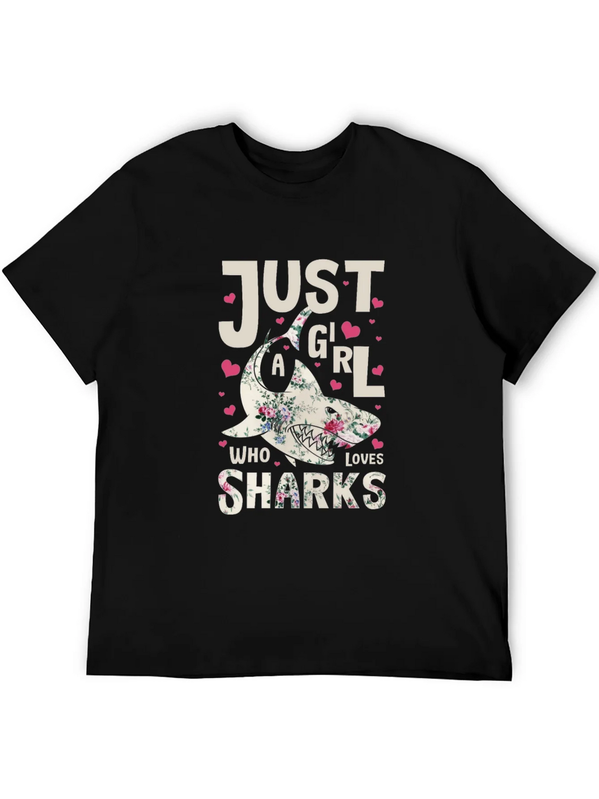 Floral Shark Graphic T-Shirt - Just A Girl Who Loves Sharks product image 5