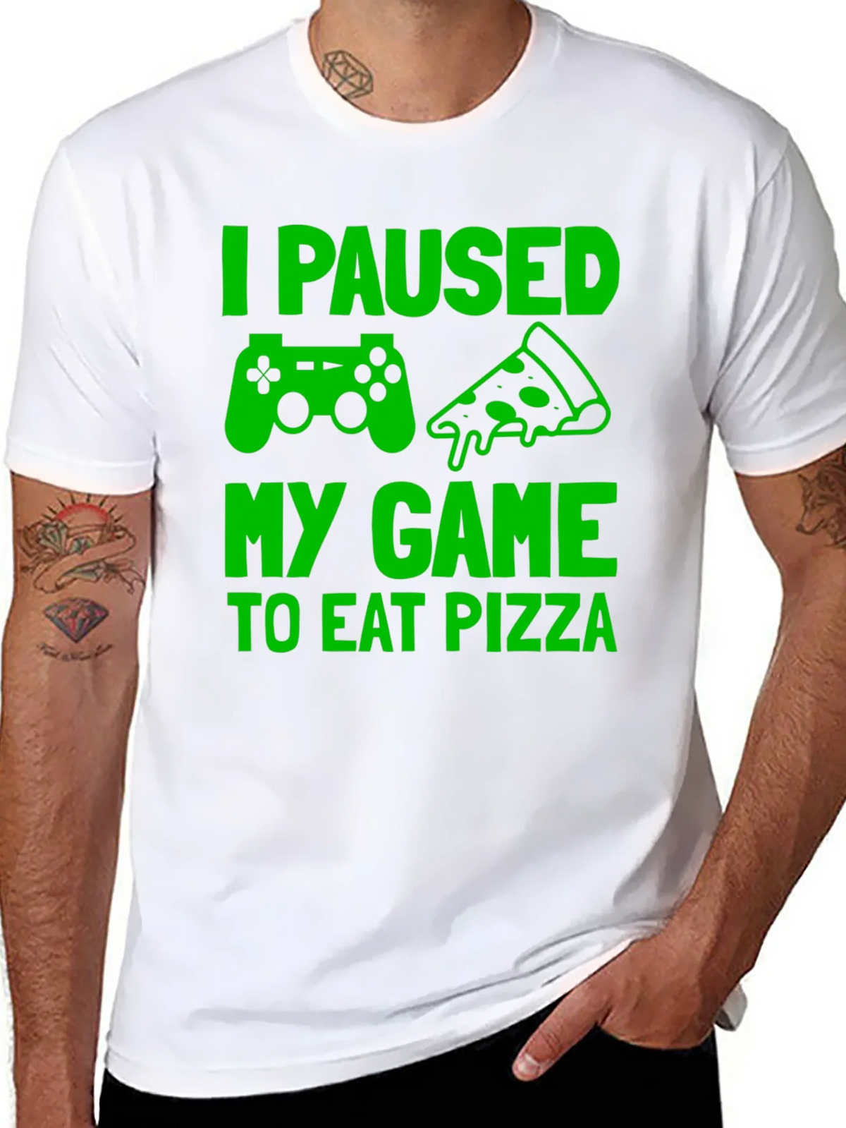 I Paused My Game to Eat Pizza Graphic Tee product image 7