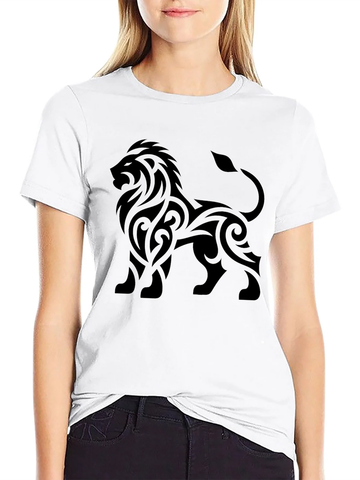 Lion Tribal Tattoo Black T-Shirt product image 8