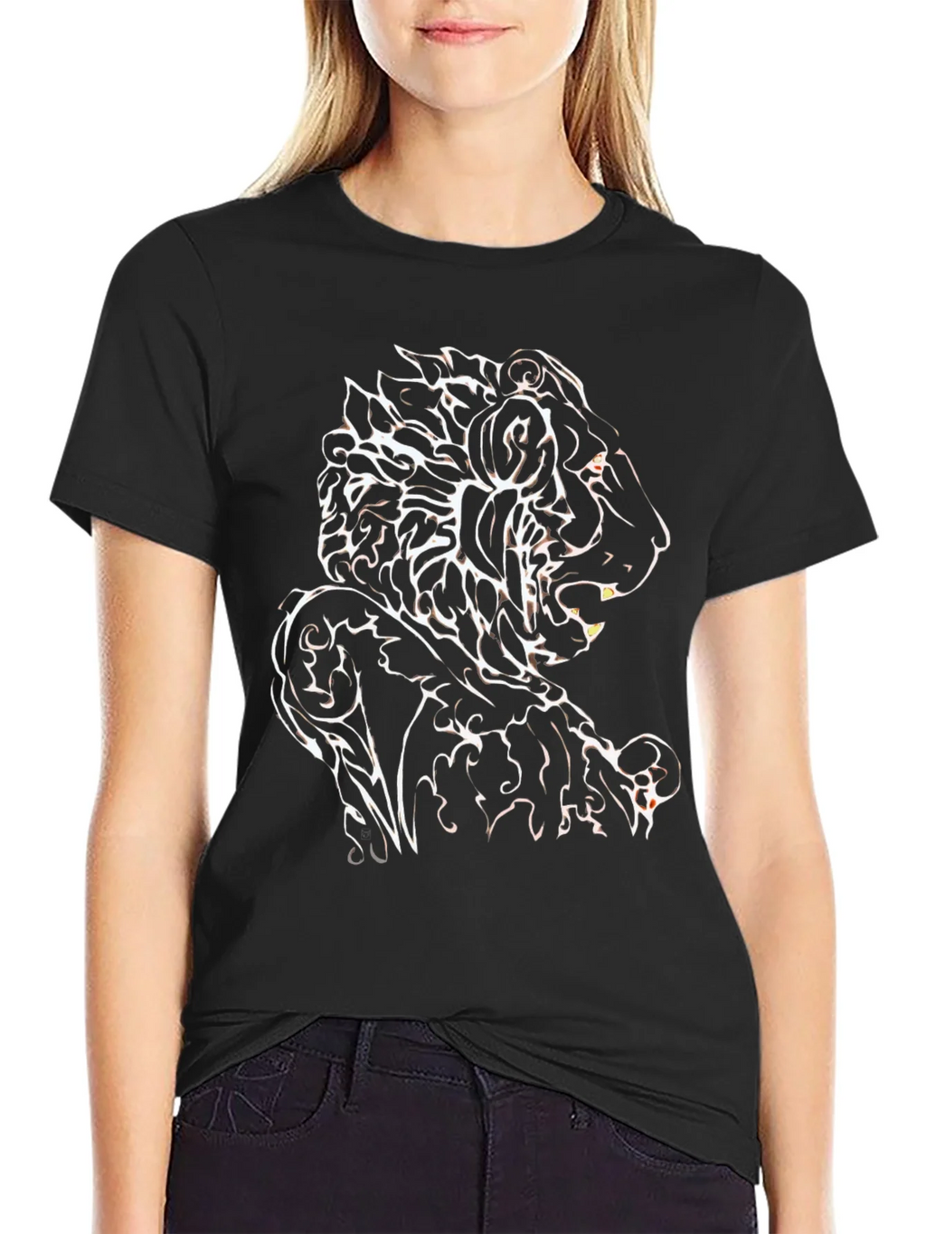 Tribal Lion Graphic Black T-Shirt product image 2