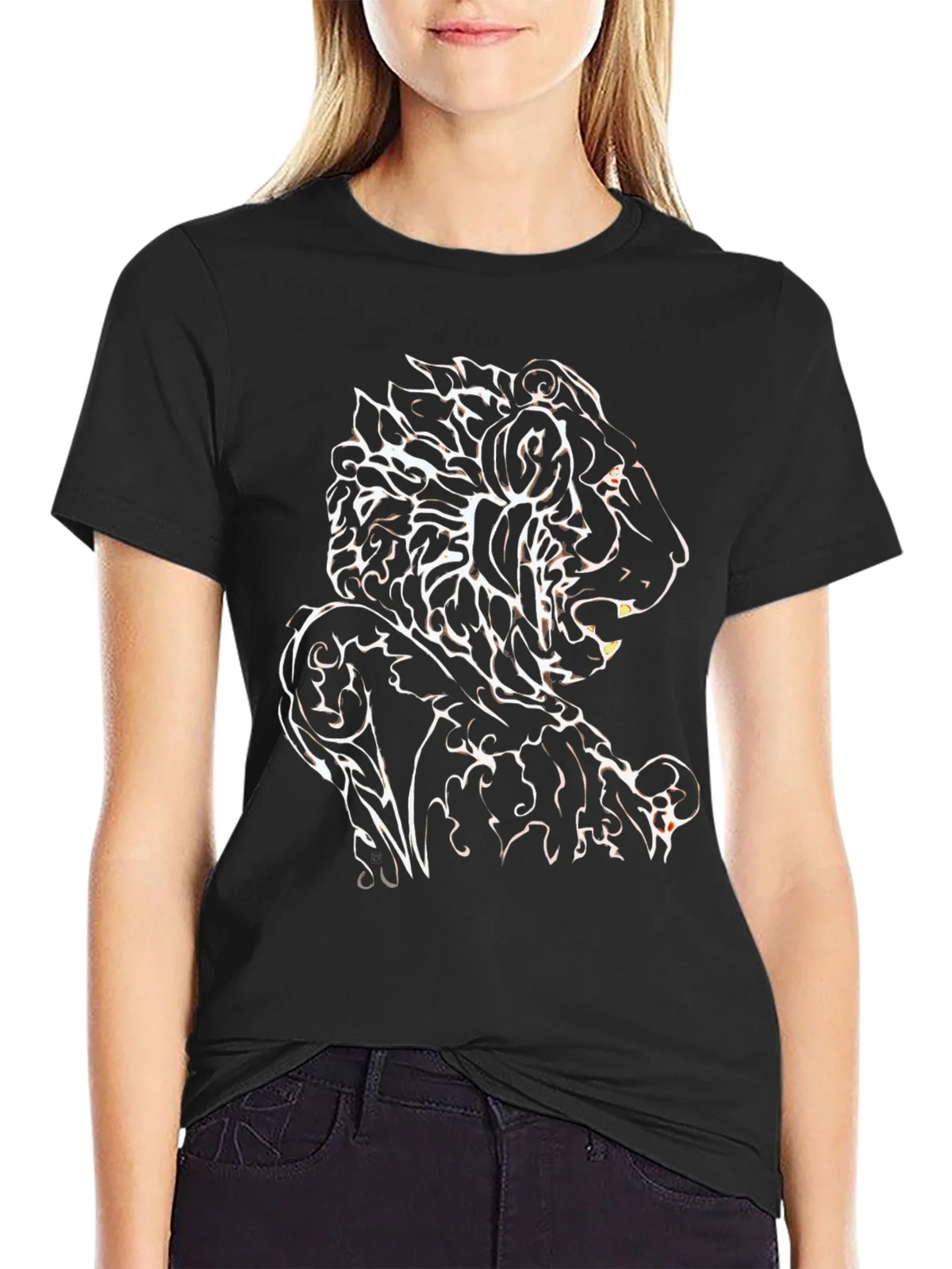 Tribal Lion Graphic Black T-Shirt product image 2