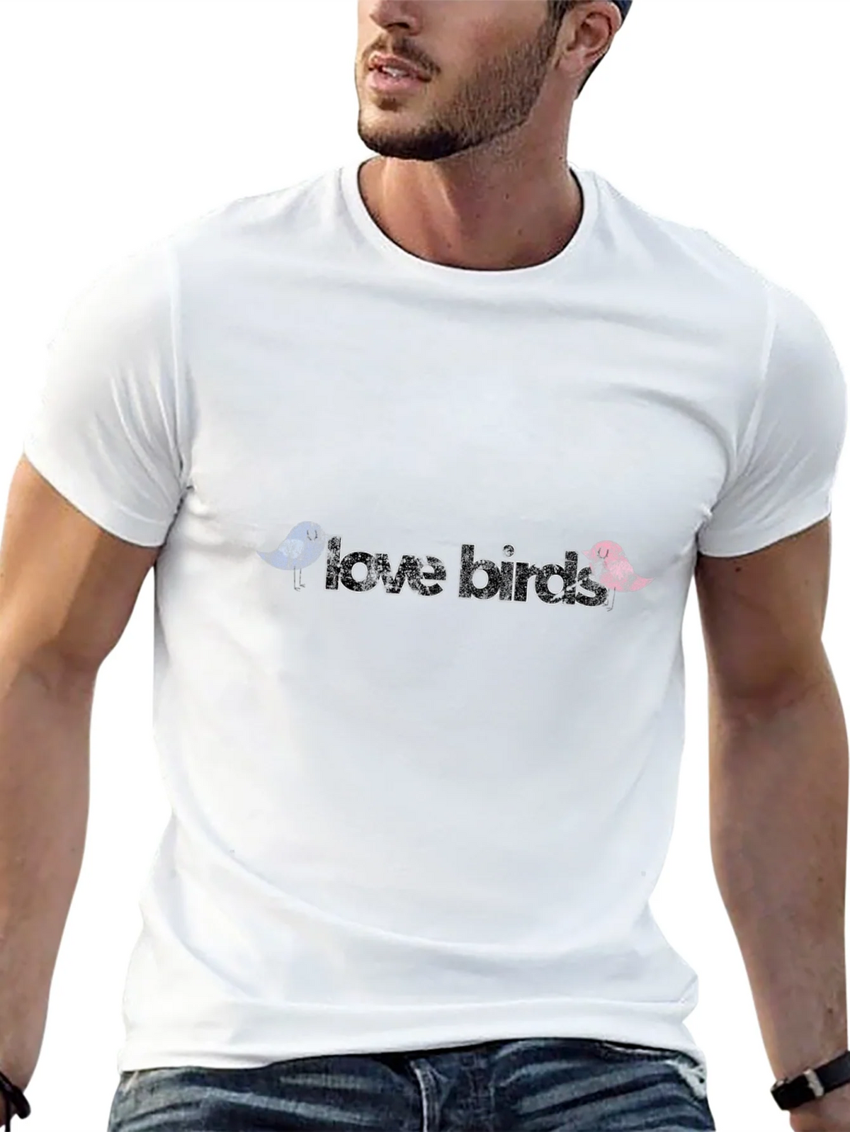 Love Birds Graphic Tee - Black Cotton T-Shirt product image 10