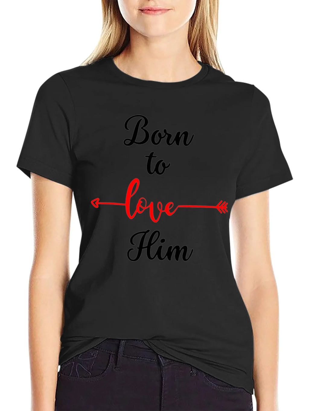 Born to Love Him Graphic Tee - Black Casual T-Shirt product image 2