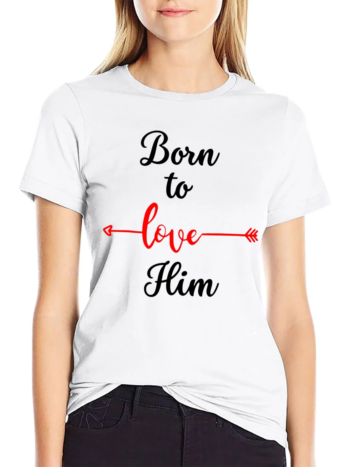 Born to Love Him Graphic Tee - Black Casual T-Shirt product image 5