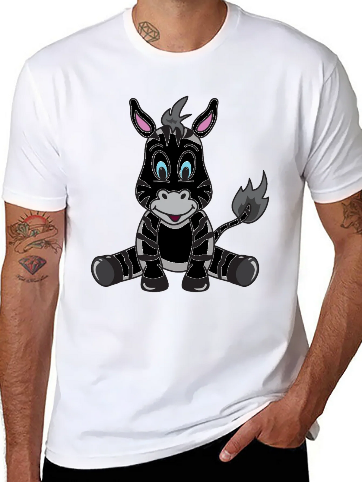 Cartoon Zebra Graphic Tee - Mens Black T-Shirt product image 7