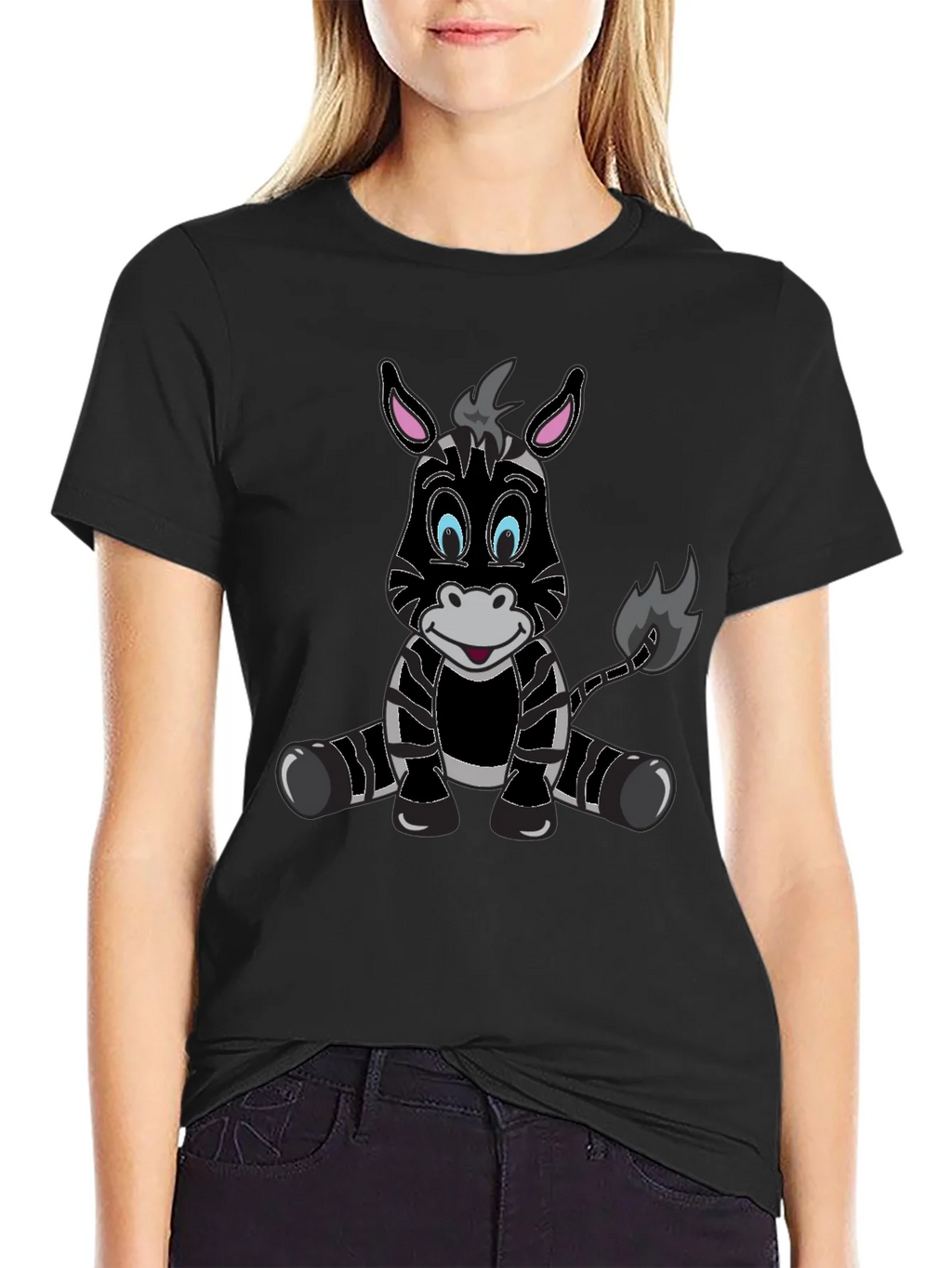 Cartoon Zebra Graphic Tee - Mens Black T-Shirt product image 2