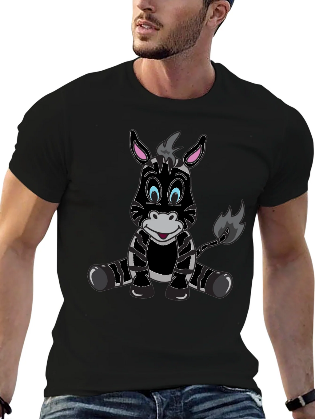 Cartoon Zebra Graphic Tee - Mens Black T-Shirt product image 6