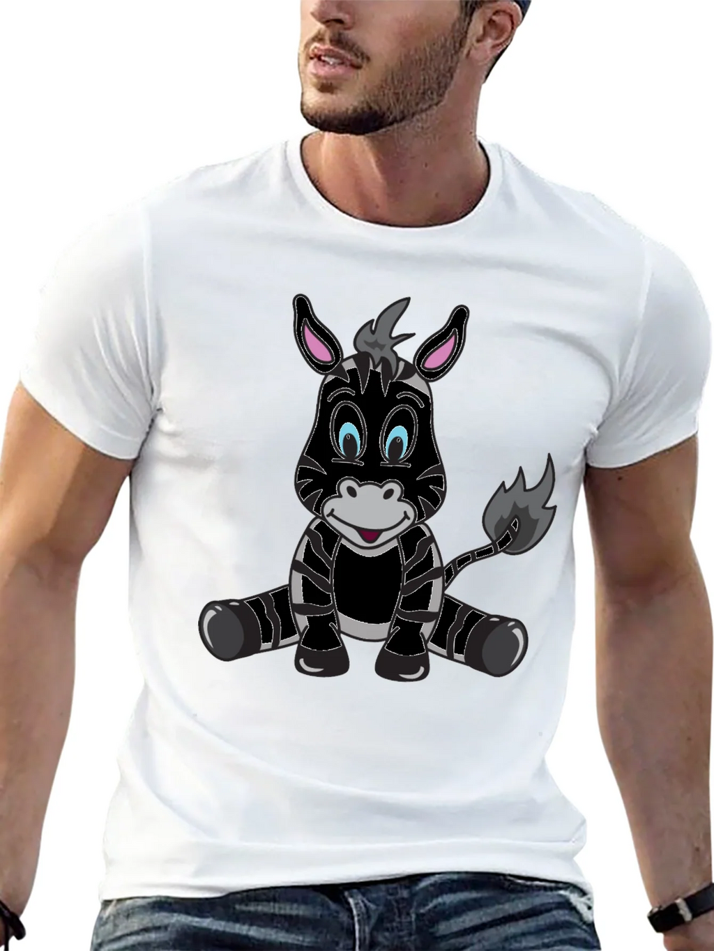 Cartoon Zebra Graphic Tee - Mens Black T-Shirt product image 12