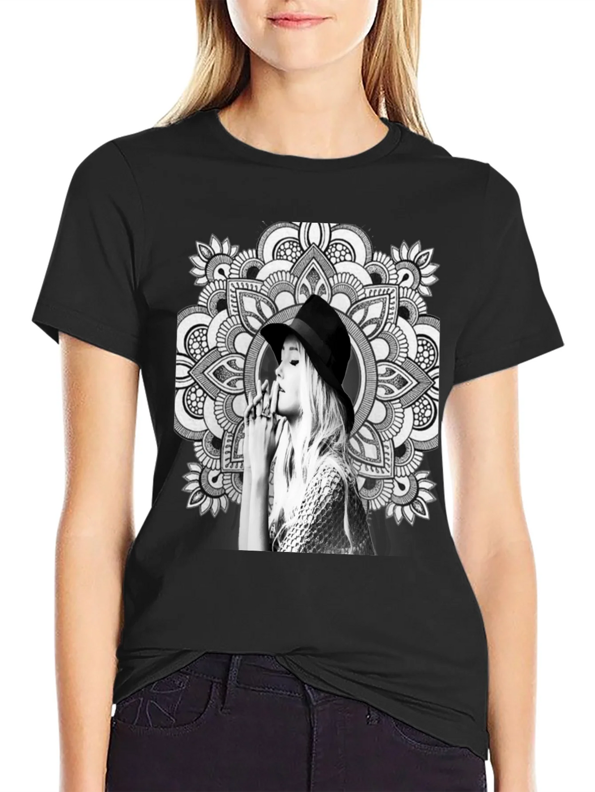 Black T-Shirt with Artistic Mandala Design product image 1