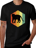 Retro Cat Hexagon Graphic T-Shirt - Black product image 1