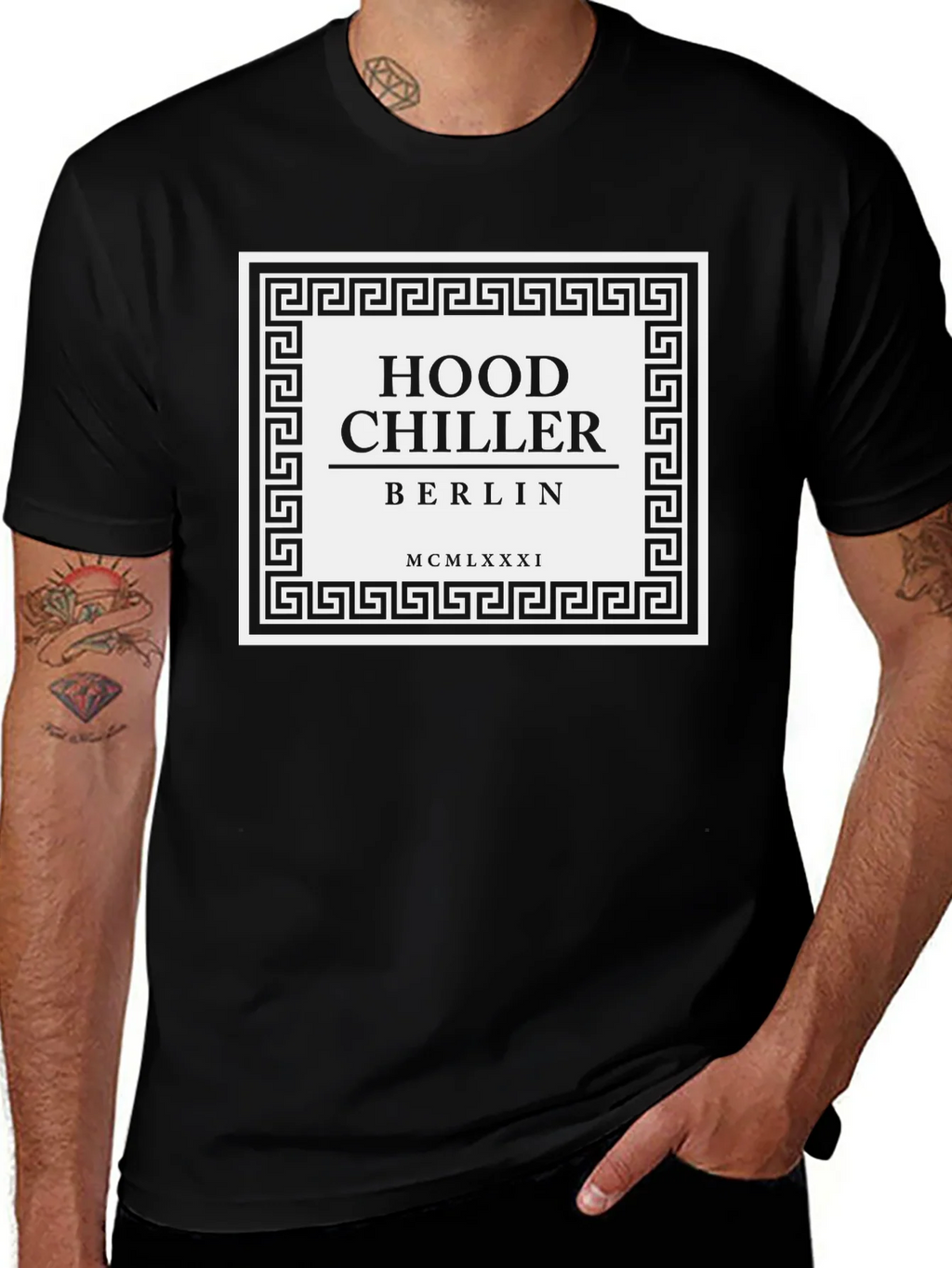 Hood Chiller Berlin Tee - Black Graphic T-Shirt product image 1