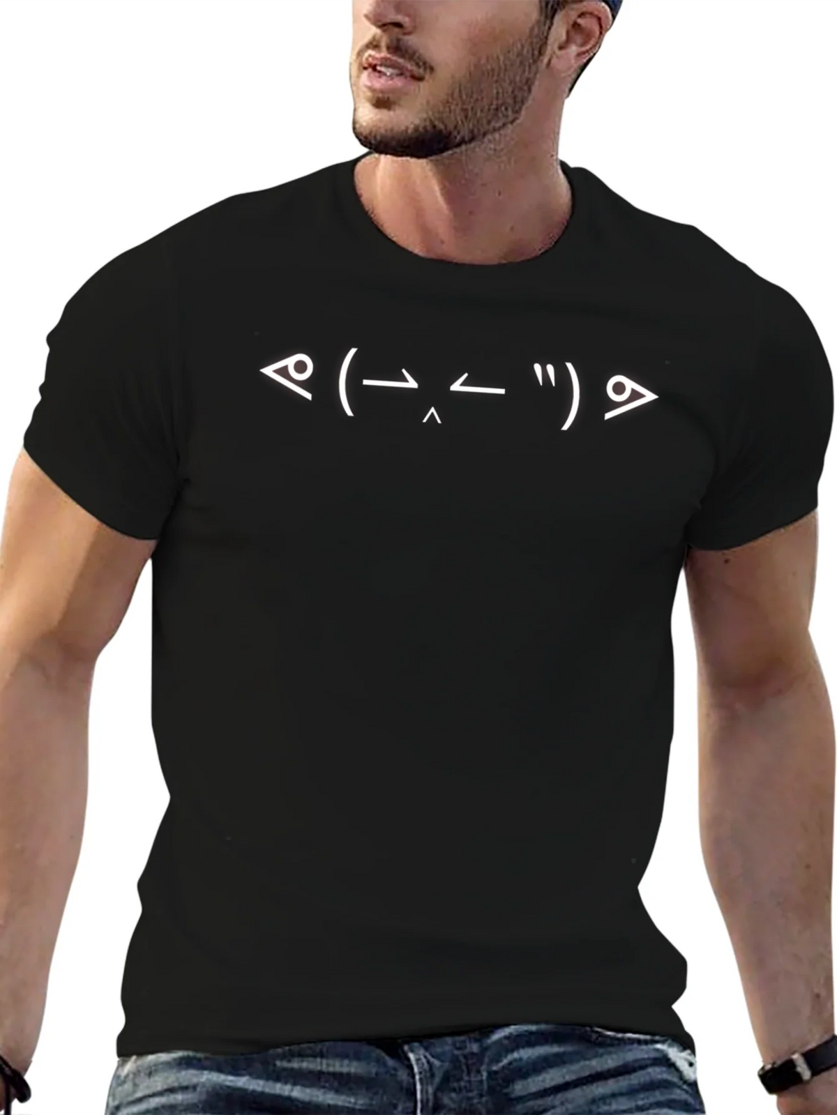 Funny Emoticon Black T-Shirt for Men product image 6