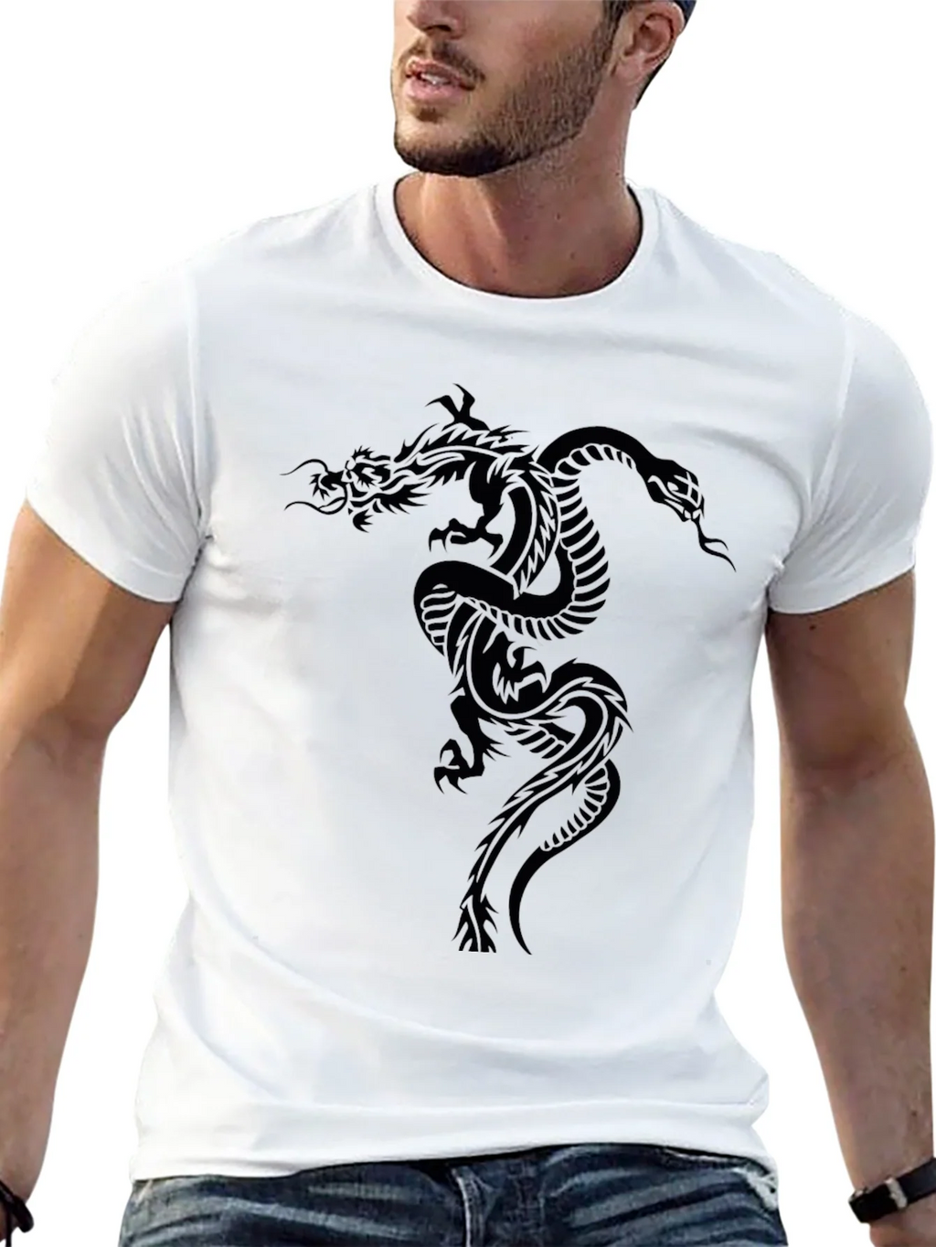 Mens Black Dragon Graphic T-Shirt product image 5