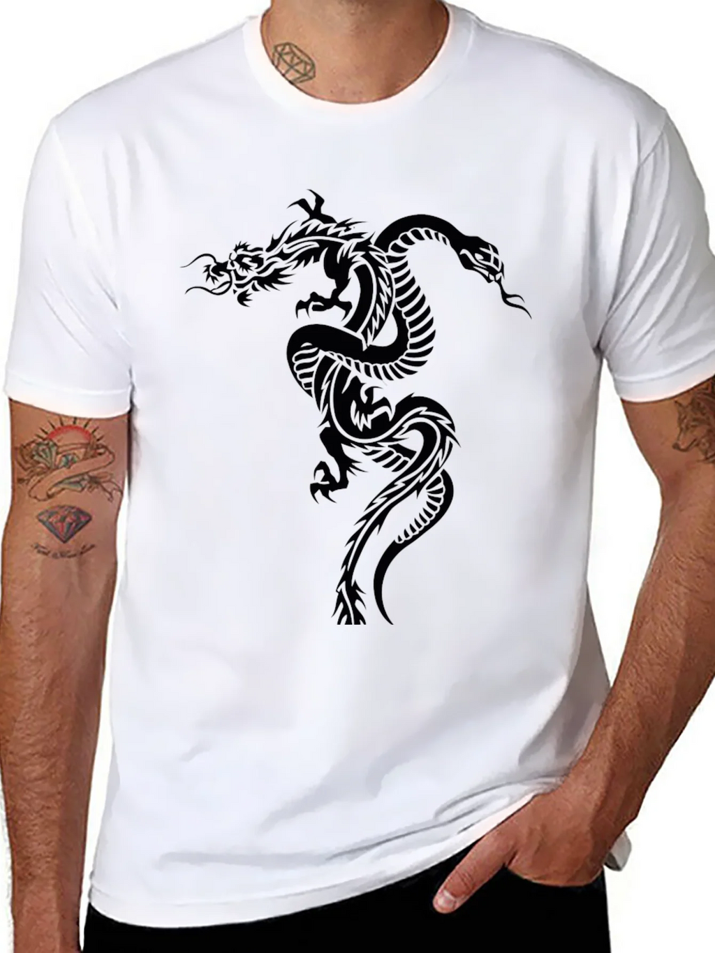Mens Black Dragon Graphic T-Shirt product image 3