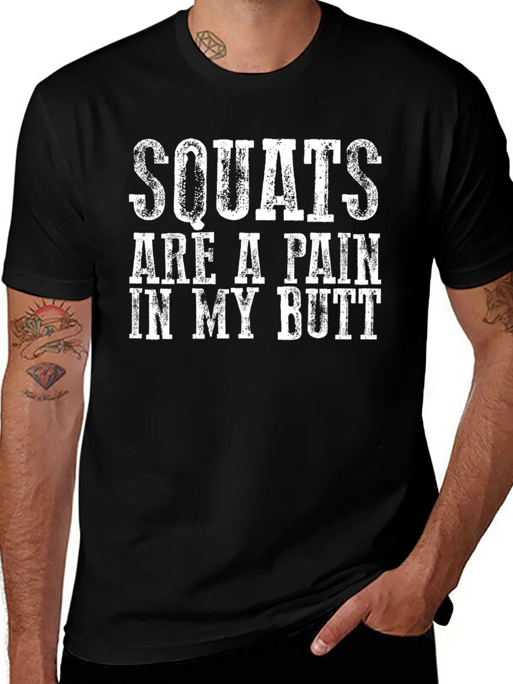 Squats Painful Butt Graphic Tee - Gym Humor product image 1