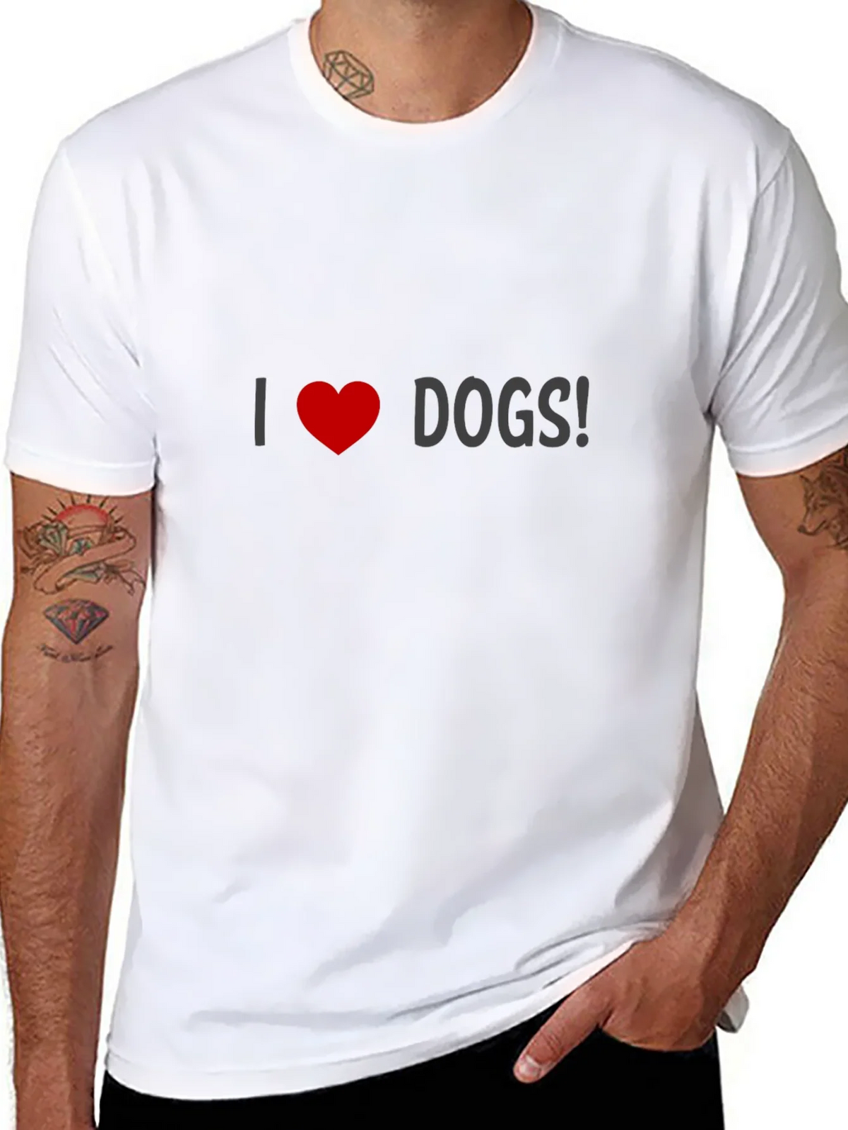 I Love Dogs T-Shirt - Black Crew Neck product image 7