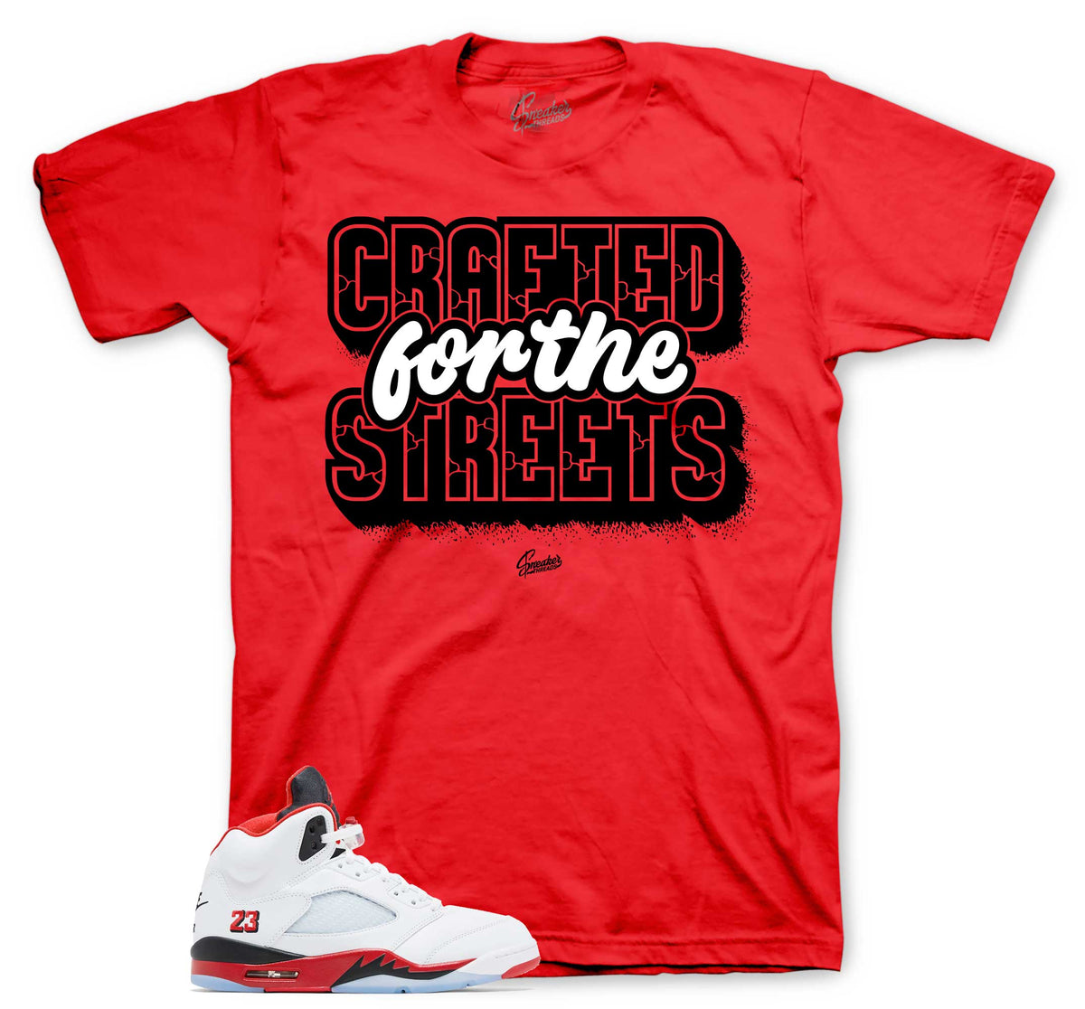 Retro 5 Fire Red Crafted Shirt
