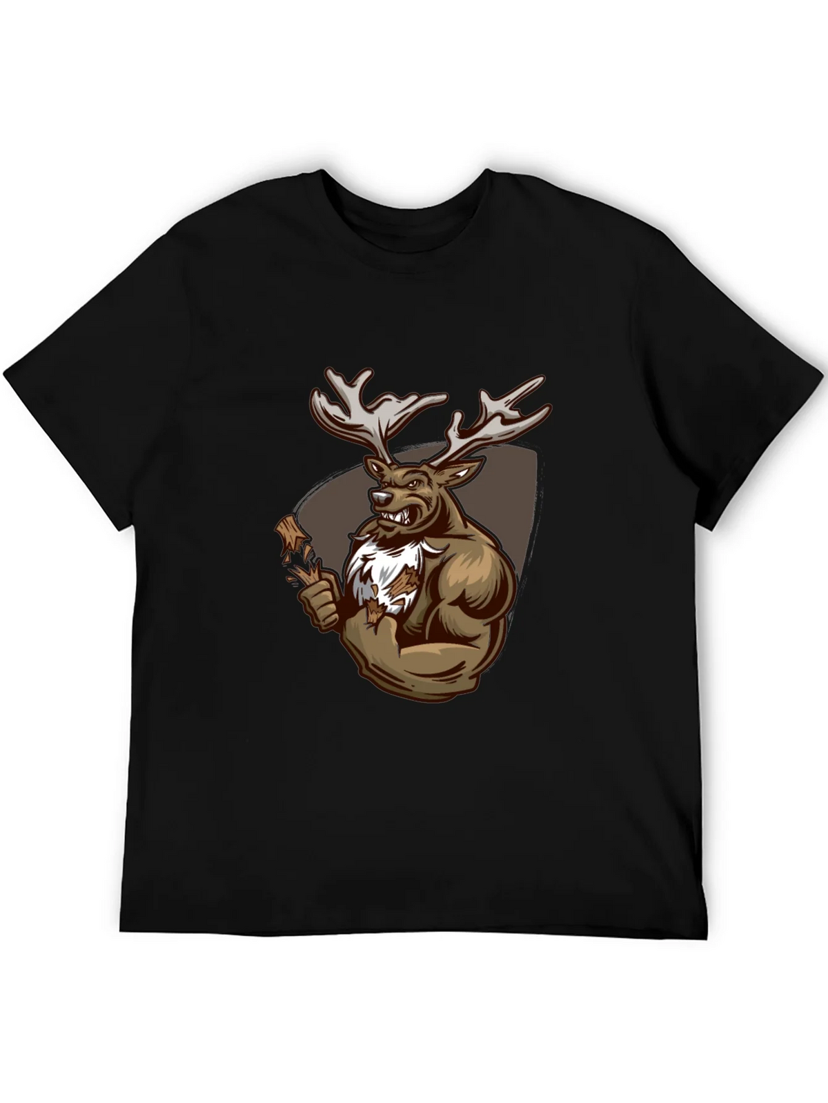 Black Graphic Tee: Muscular Deer product image 5