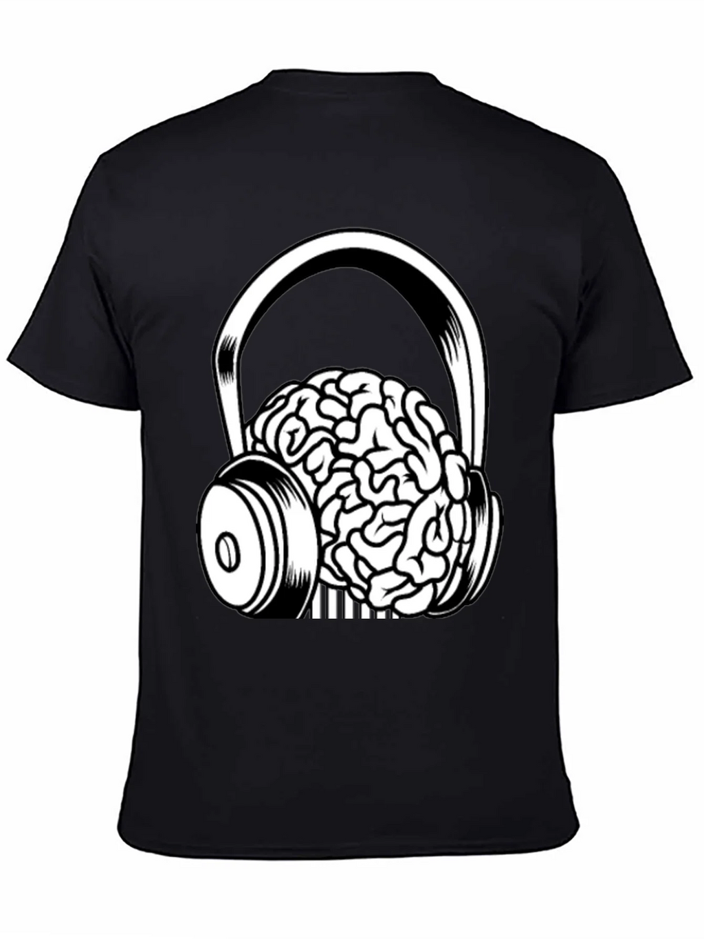 Brain in Headphones Graphic Tee - Black Cotton T-Shirt product image 4