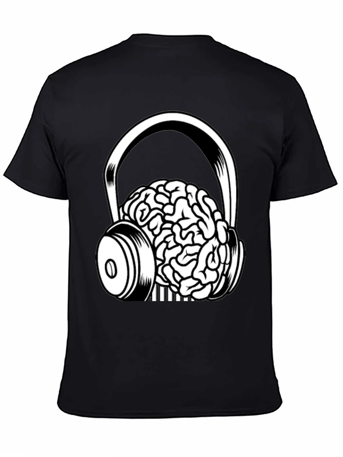 Brain in Headphones Graphic Tee - Black Cotton T-Shirt product image 4
