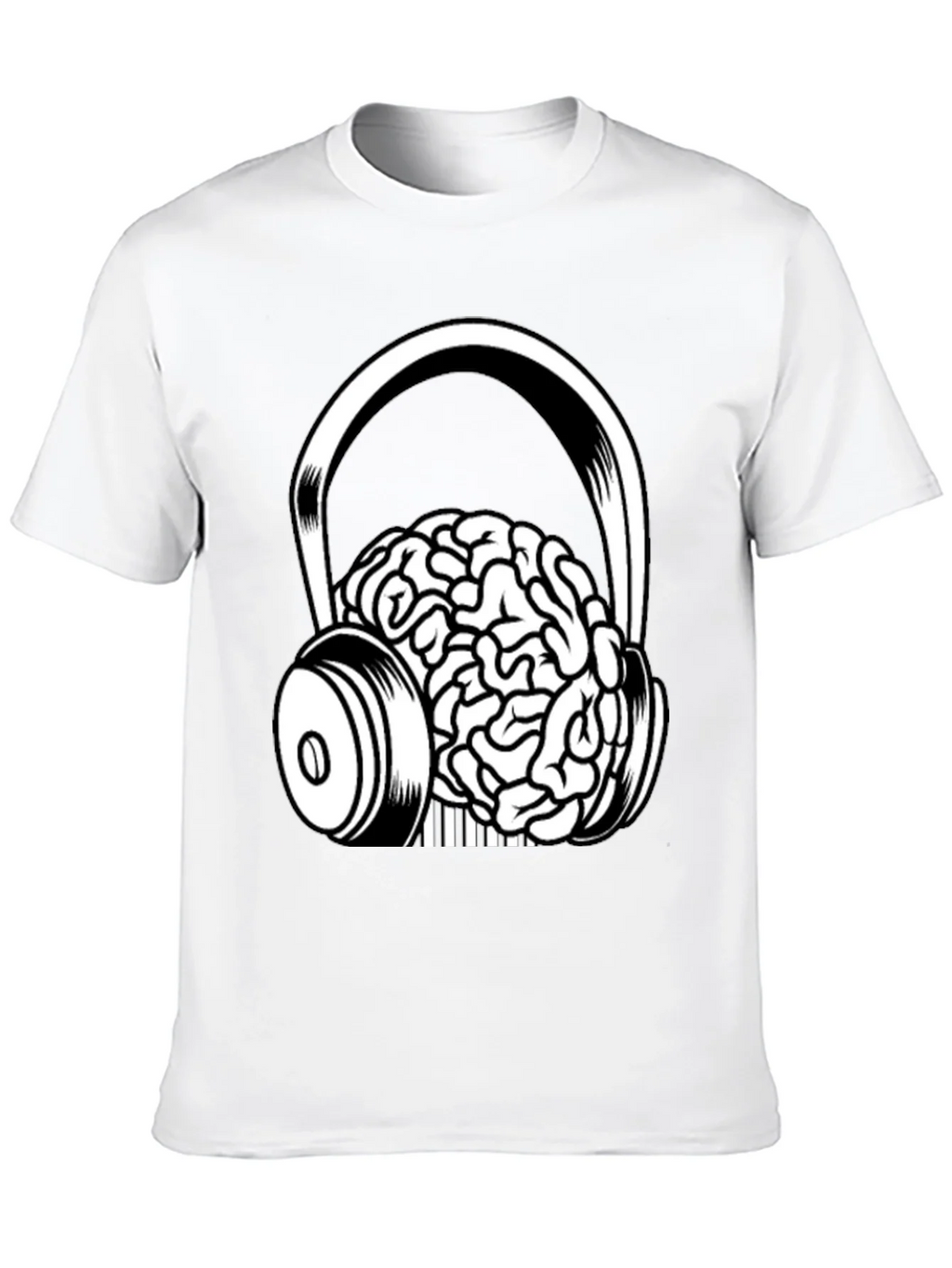 Brain in Headphones Graphic Tee - Black Cotton T-Shirt product image 9